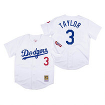 Los Angeles Dodgers #3 Chris Taylor White Mitchell & Ness Authentic Stitched MLB Jersey