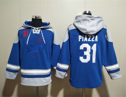 Los Angeles Dodgers #31 Mike Piazza Blue Hooded