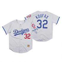 Los Angeles Dodgers #32 Sandy Koufax Gray Mitchell & Ness Authentic Stitched MLB Jersey