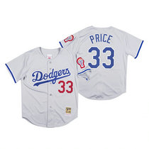 Los Angeles Dodgers #33 David Price Gray Mitchell & Ness Authentic Stitched MLB Jersey