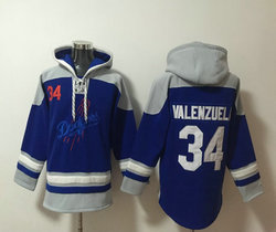 Los Angeles Dodgers #34 Fernando Valenzuela Blue MLB Hoodie