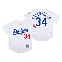 Los Angeles Dodgers #34 Fernando Valenzuela White Mitchell & Ness Authentic Stitched MLB Jersey