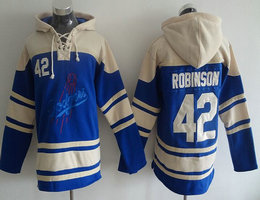Los Angeles Dodgers #42 Jackie Robinson Blue Sawyer Hooded Sweatshirt Stitched NHL Jerseys