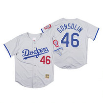 Los Angeles Dodgers #46 Tony Gonsolin Gray Mitchell & Ness Authentic Stitched MLB Jersey