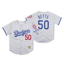 Los Angeles Dodgers #50 Mookie Betts Gray Mitchell & Ness Authentic Stitched MLB Jersey