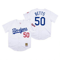 Los Angeles Dodgers #50 Mookie Betts White Mitchell & Ness Authentic Stitched MLB Jersey
