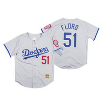 Los Angeles Dodgers #51 Dylan Floro Gray Mitchell & Ness Authentic Stitched MLB Jersey