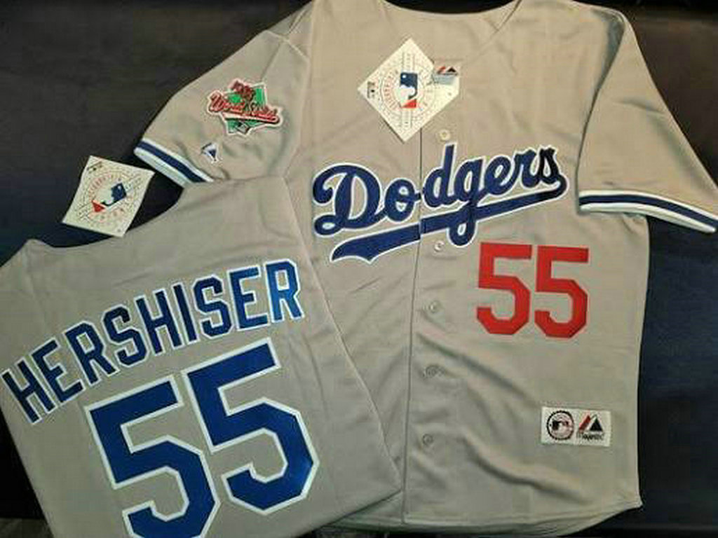 Los Angeles Dodgers #55 Orel Hershiser Gray MLB jersey
