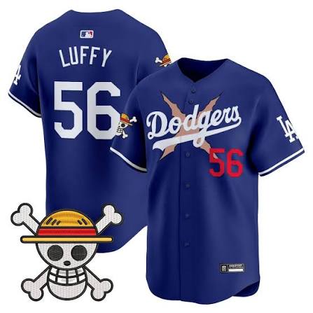 Los Angeles Dodgers #56 Luffy Blue Fashion Stitched MLB Jersey