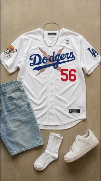 Los Angeles Dodgers #56 Luffy White Fashion Stitched MLB Jersey