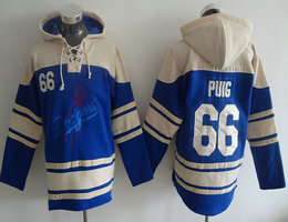 Los Angeles Dodgers #66 Yasiel Puig Blue Sawyer Hooded Sweatshirt Stitched NHL Jersey