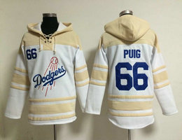 Los Angeles Dodgers #66 Yasiel Puig White Hooded Jersey