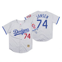 Los Angeles Dodgers #74 Kenley Jansen Gray Mitchell & Ness Authentic Stitched MLB Jersey
