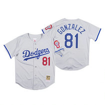 Los Angeles Dodgers #81 Victor Gonzalez Gray Mitchell & Ness Authentic Stitched MLB Jersey