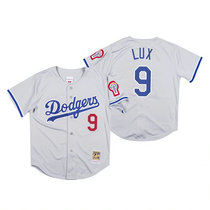 Los Angeles Dodgers #9 Gavin Lux Gray Mitchell & Ness Authentic Stitched MLB Jersey