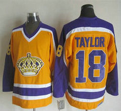 Los Angeles Kings #18 Dave Taylor Yellow Purple CCM Throwback Authentic Stitched NHL Jersey