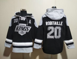 Los Angeles Kings #20 Luc Robitaille Black All Stitched Hooded Sweatshirt