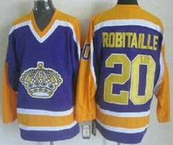 Los Angeles Kings #20 Luc Robitaille Yellow With Purple Authentic Stitched NHL jersey