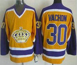 Los Angeles Kings #30 Rogie Vachon Yellow CCM Throwback Stitched NHL Jersey