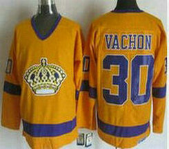 Los Angeles Kings #30 Rogie Vachon Yellow Purple CCM Throwback Stitched NHL Jersey