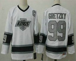 Los Angeles Kings #99 Wayne Gretzky White CCM Throwback Silver Authentic Stitched NHL jersey