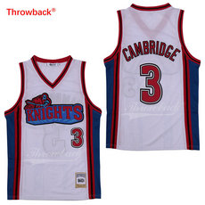 Los Angeles Knights #3 Calvin Cambridge White Throwback Authentic Sitched Basketball jersey