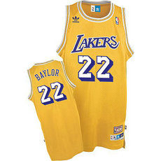 Los Angeles Lakers #22 Elgin Baylor Yellow Throwback Authentic Stitched NBA jersey