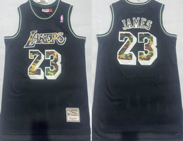 Los Angeles Lakers #23 Lebron James Black Camo Name Authentic Stitched NBA Jersey