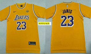 Los Angeles Lakers #23 Lebron James Gold Mesh Short sleeves NBA Jersey
