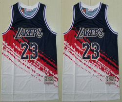 Los Angeles Lakers #23 Lebron James Independence day Hardwood Classics Authentic NBA jersey