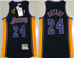 Los Angeles Lakers #24 Kobe Bryant Black 2009-2010 Champion Authentic Stitched NBA jersey HM