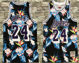 Los Angeles Lakers #24 Kobe Bryant Flower version Hardwood Classics Authentic Stitched NBA Jersey