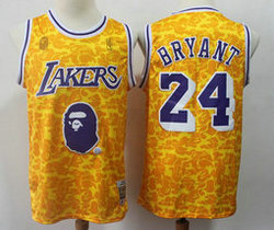 Los Angeles Lakers #24 Kobe Bryant Gold Comfort monkeys Authentic Stitched NBA Jersey
