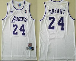 Los Angeles Lakers #24 Kobe Bryant White Mesh Throwback Authentic Stitched NBA jerseys