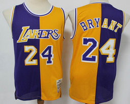 Los Angeles Lakers #24 Kobe Bryant Purple Gold Hardwood Classics Authentic Stitched NBA jersey