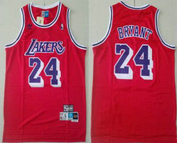 Los Angeles Lakers #24 Kobe Bryant Red Throwback Authentic Stitched NBA jerseys