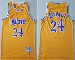 Los Angeles Lakers #24 Kobe Bryant Yellow Latin night Hardwood Classics Authentic Stitched NBA Jersey