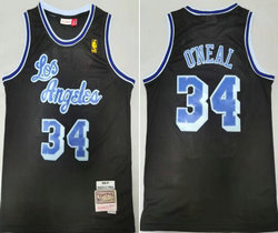 Los Angeles Lakers #34 Shaquille O'Neal Black 1996-97 Hardwood Classics Authentic Stitched NBA Jersey