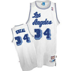 Los Angeles Lakers #34 Shaquille O'Neal Throwback White Authentic Stitched NBA jersey