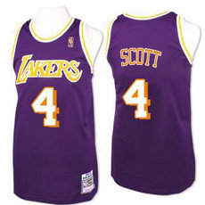 Los Angeles Lakers #4 Byron Scott Purple Hardwood Classics Soul Swingman Throwback Jersey
