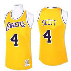 Los Angeles Lakers #4 Byron Scott Yellow Hardwood Classics Soul Swingman Throwback Jersey