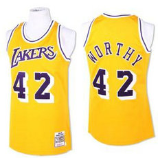 Los Angeles Lakers #42 James Worthy Gold Throwback Jersey