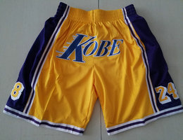 Los Angeles Lakers #8 Kobe Bryant #24 Gold pocket Shorts
