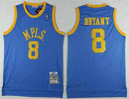 Los Angeles Lakers #8 Kobe Bryant Blue Hardwood Classics Authentic Stitched NBA Jersey
