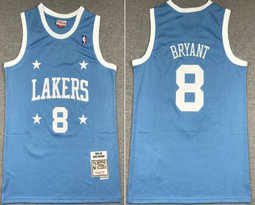 Los Angeles Lakers #8 Kobe Bryant Four-Star Blue Hardwood Classics Authentic Stitched NBA Jersey