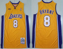 Los Angeles Lakers #8 Kobe Bryant Gold 2000-01 Final Hardwood Classics Authentic Stitched NBA Jersey