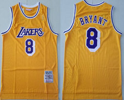 Los Angeles Lakers #8 Kobe Bryant Gold Classic Throwback Stitched Jersey