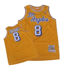 Los Angeles Lakers #8 Kobe Bryant Throwback Gold Authentic Stitched NBA jersey