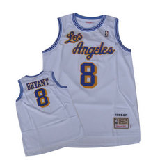 Los Angeles Lakers #8 Kobe Bryant Throwback White Authentic Stitched NBA jersey