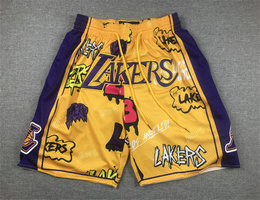 Los Angeles Lakers 2024 doodle Yellow shorts
